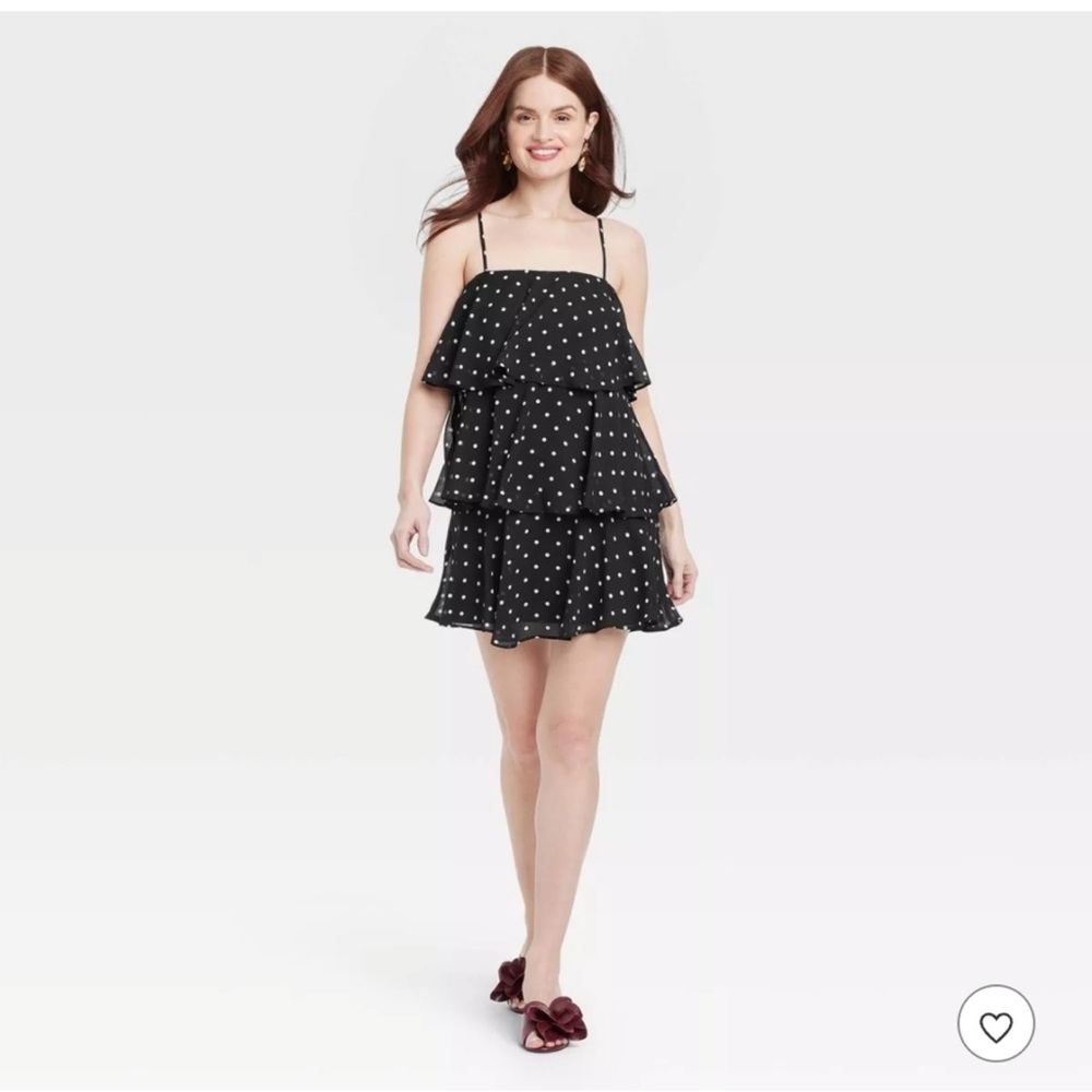 NWT Black Polka Dot Tiered Dress